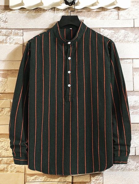 

men vertical striped half button shirt d1bm#, White;black