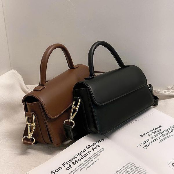 

quality bag 2021 tote leather female fashion solid elegant pu bag women's designer square handbag color shoulder messenger new gljvn