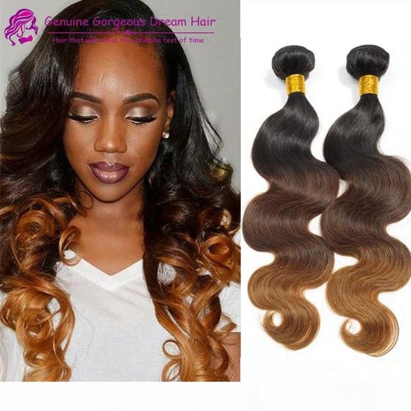 

body wave 100% ombre human hair extensions human hair weave bundles ombre human hair weft 3pcs t1b 4 27 peruvian bundles in stock, Black