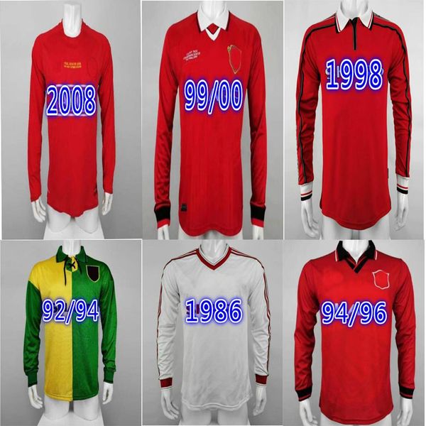 

982 1983 1985 ronaldo retro soccer jerseys red whiteside man united 82 83 classic vintage football shirts robson strachan olsen, Black;yellow