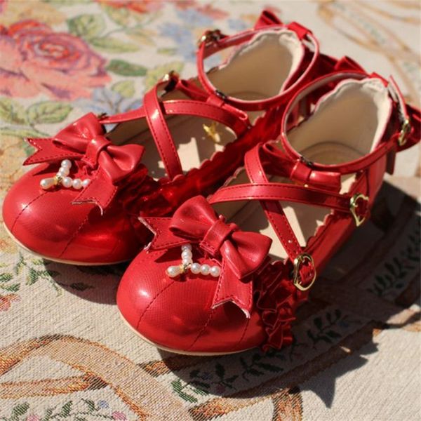 

lolita anime loli girl beautiful bowknot shoes cosplay vintage harujuku retro fashions women's apartments f33p, Black