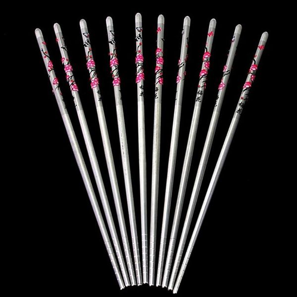 

chopsticks portable outdoor activities travel picnic lunch plum blossom pattern stainless steel vintage kitchen tools