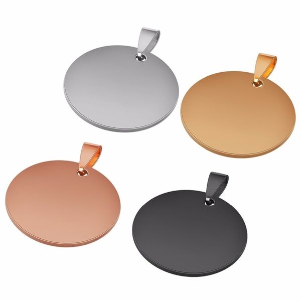 10 Stück Großhandel 30mm rund 4 Farben Unisex Edelstahl Stempeln Blank ID Dog Tags Anhänger Halskette Schmuckzubehör Y200922