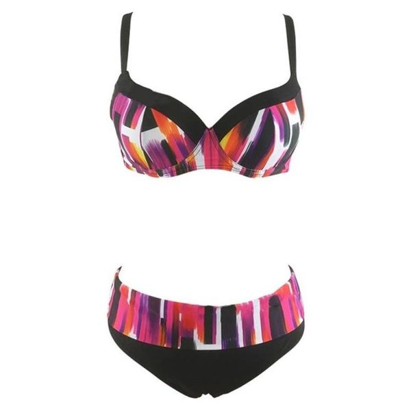 

bikinis set printed female swimsuit split bikini swim suits with fat size and high waist string bathing suit women swimwear