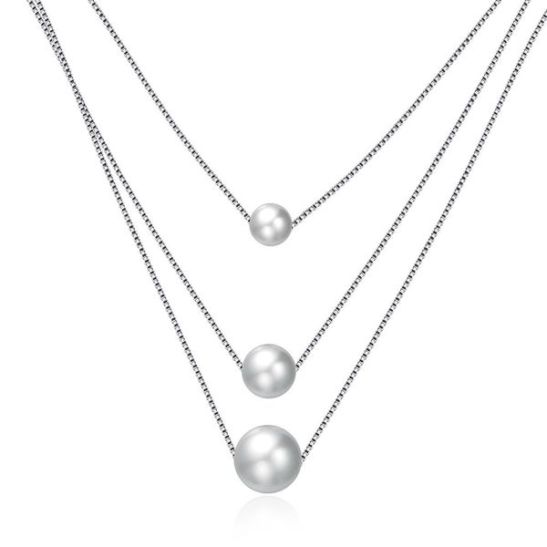 

zemior shell pearl necklaces for women real 925 sterling silver three layers chains pendant necklaces female luxury jewelry