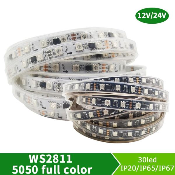 

strips fldjl 5m ws2811 rgb led waterproof light with dc12v dc24 smd addressable 30 external 1 ic control 3 bright ordinary