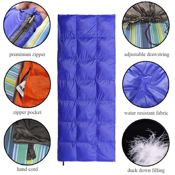 

outdoor double duck down sleeping bag ultralight compact envelope sleeping bag waterproof 2 person case for adults