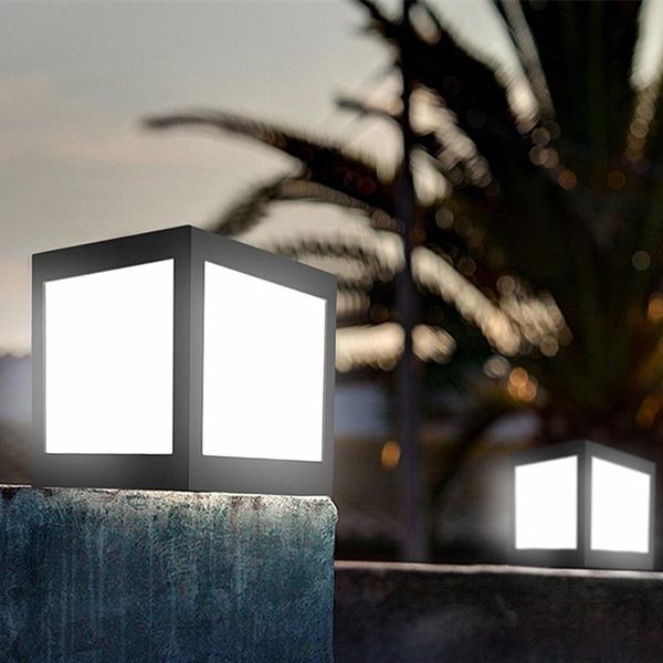 

solar lamps led powered pillar lamp waterproof column head wall light for outdoor villa courtyard landscape garden decoration