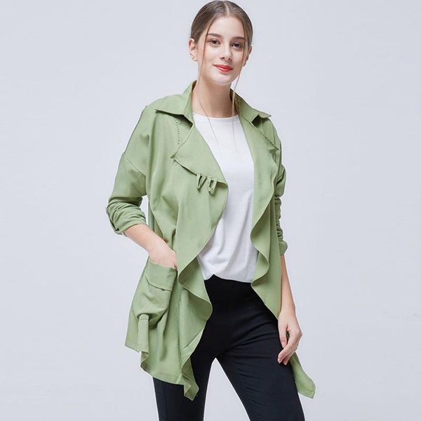 

women's trench coats women windbreakers long coat turn down collar female and blouses soild autumn abrigos mujer plus size 4x, Tan;black