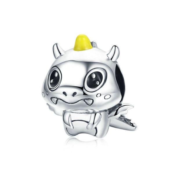 

pandach 100% 925 sterling silver cute licorne dragon dinosaur beads fit women bracelets & necklaces silver jewelry making 060, Bronze;silver