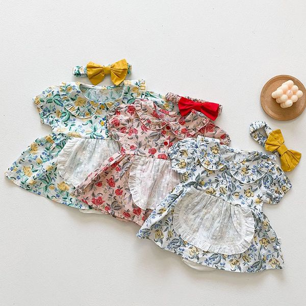 

summer kids girl short sleeve printing rompers infant baby girl newborn rompers clothes baby girl rompers 0-3yrs, Blue