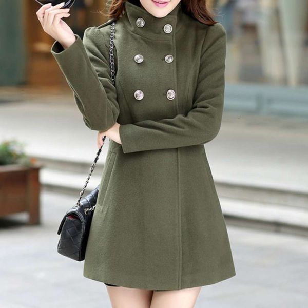 

designer women's autumn and winter new overcoat middle long slim korean tweed e, Black