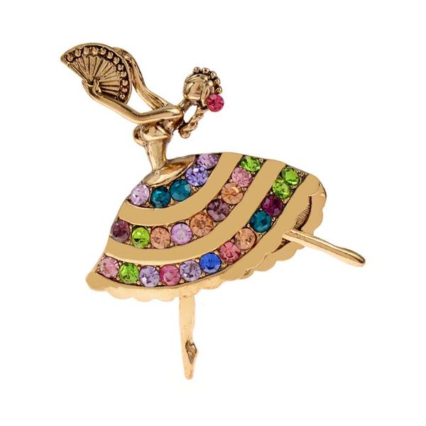 

pins, brooches cindy xiang vintage rhinestone dancing girl for women 2 colors available alloy material beautiful dancer pin, Gray