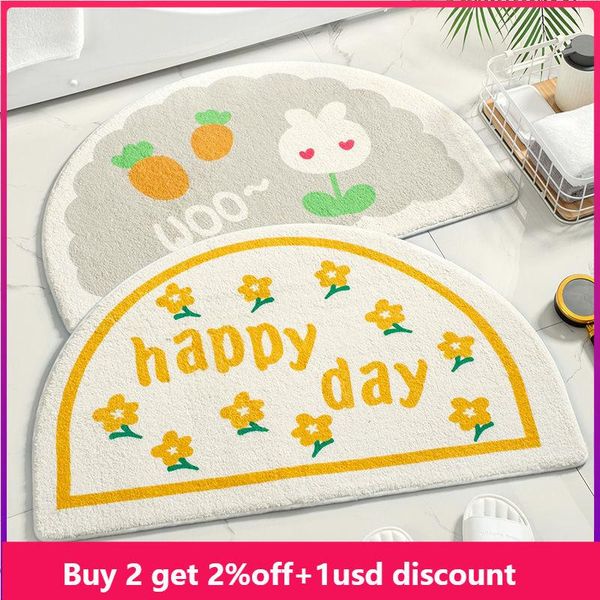 

carpets 1pc flower bathroom carpet non-slip area rugs plush doormat soft yeallow floor mat water absorbent bath mats tapis nice day