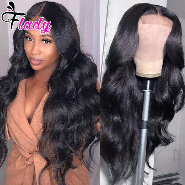 

lace wigs flady 13x4 front human hair brazilian body wave with baby pre plucked wig, Black;brown
