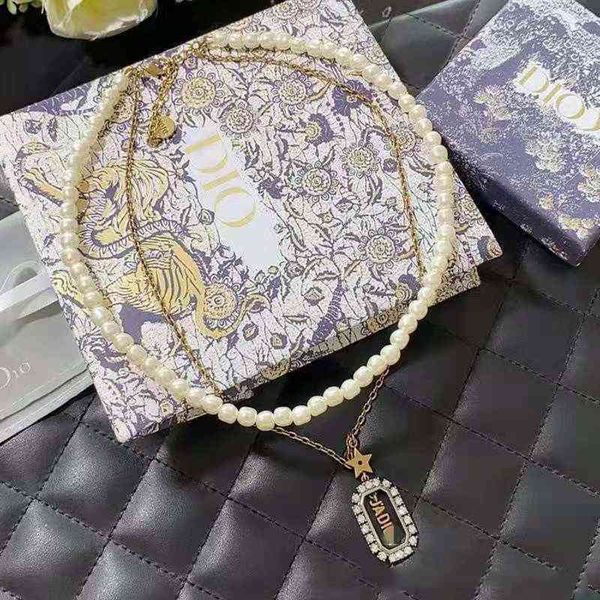 

75%off outlet fashion new double pearl necklace, Silver