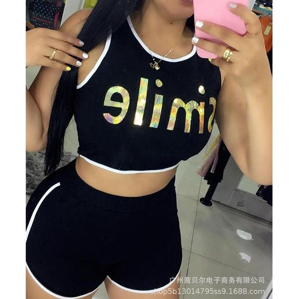 

women's tracksuits wepbel short pants sports wear 2 piece sets outfits letter print women camis workout suit shorts, Gray