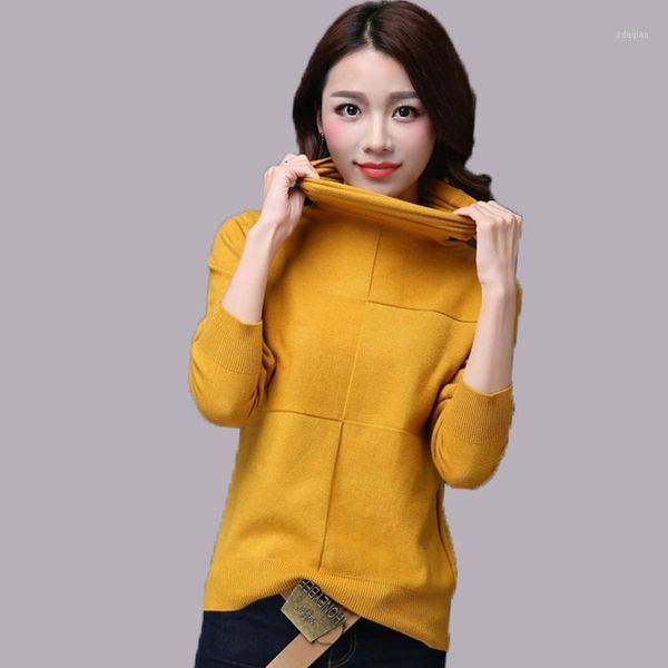 

fashion 2021 women autumn winter turn-down collar sweater pullovers warm knitted sweaters pullover lady women's, White;black