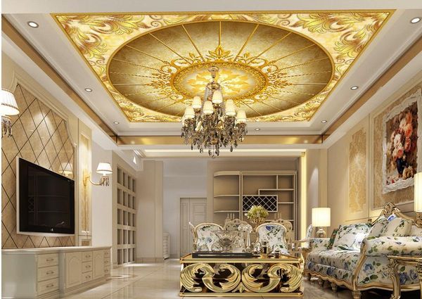 

wallpapers home decoration 3d ceiling murals wallpaper european golden flower