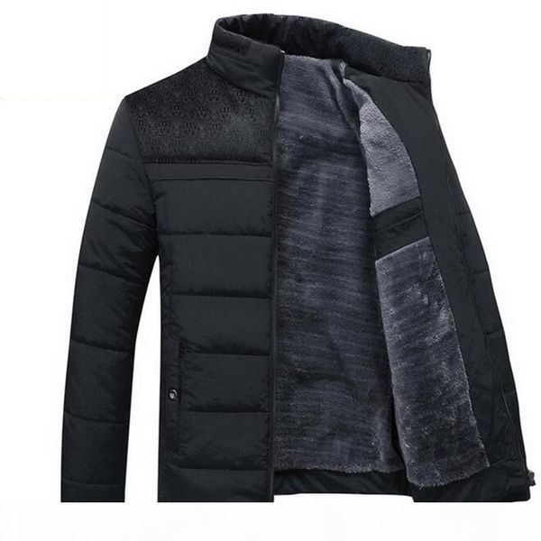 

mens winter jacket 2019 new plus cashmere blouson homme male stand collar business coat keep warm thick splice cotton clothing, Black;brown