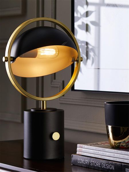 

table lamps nordic cylindrical hemisphere rotating bedroom bedside luxury post modern designer living room decor lights