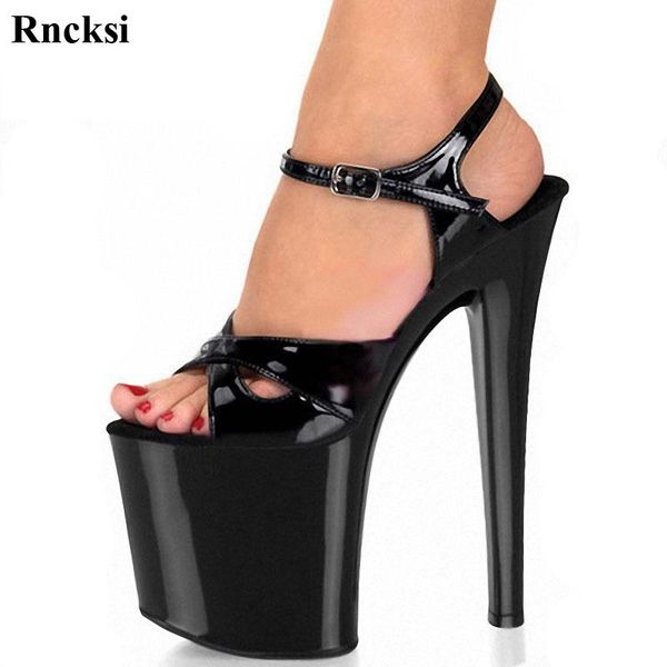 

sandals rncksi women party shoes platform 20cm ultra high heels dress night clubbing girl's pole dance, Black