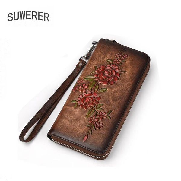 

wallets suwerer retro fashion leatehr women genuine leather bag luxury clutch long wallet, Red;black