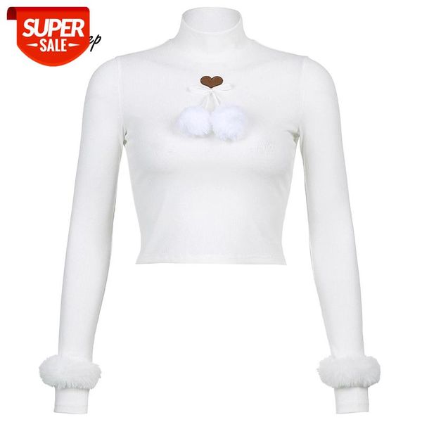 

weekeep harajuku basic casual t-shirt women white streetwear slim crop autumn turtleneck ribbed knit tee shirts vintage 2020 #yv4n
