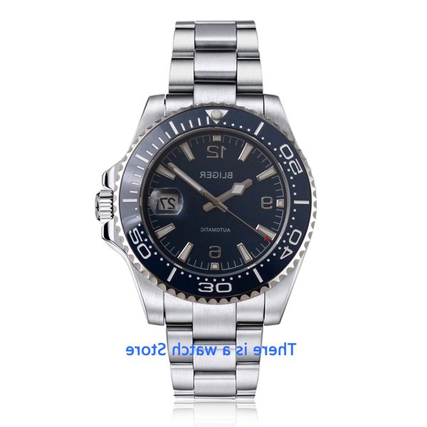 

bliger 4m blue dial mens mechanical sapphire glass date waterproof luminous automatic watch, Slivery;brown