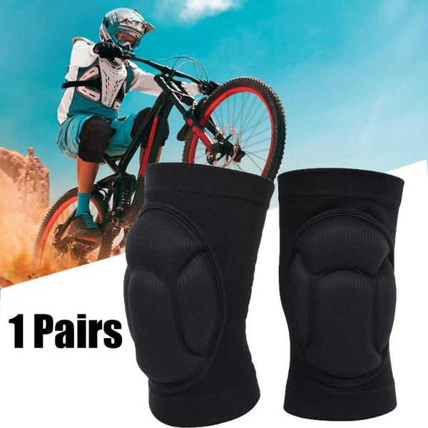 

elbow & knee pads 1 pair thickening football volleyball extreme sports brace support protect cycling protector kneepad, Black;gray
