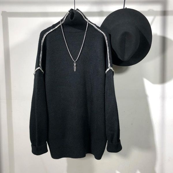 

men's hoodies & sweatshirts seak cotton gothic clothing winter pullovers high street hip hop turtleneck shirt, Black