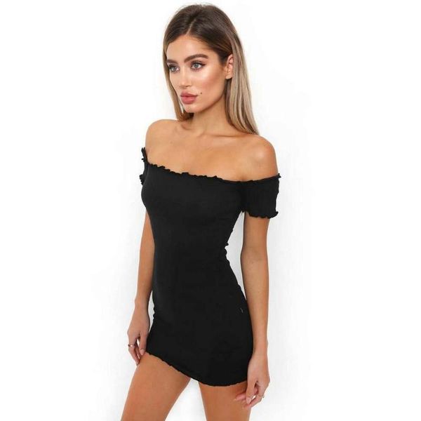 

casual dresses ruffle dress off shoulder club women bodycon black autumn elegant short mini party vestidos de #25, Black;gray
