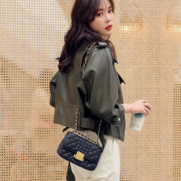 

women's leather & faux 2021 jacket women korean short coat female spring autumn motorcycle pu 9011 kj2858, Black