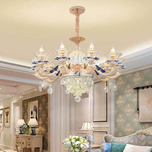 

french romantic crystal chandelier european ceramic chandeliers lights fixture led lamps 3 white color dimmable diameter100cm