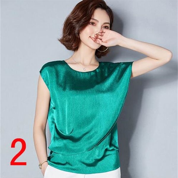 

kp summer solid color irregular short sleeve chiffon loose o neck shirt 210302, White