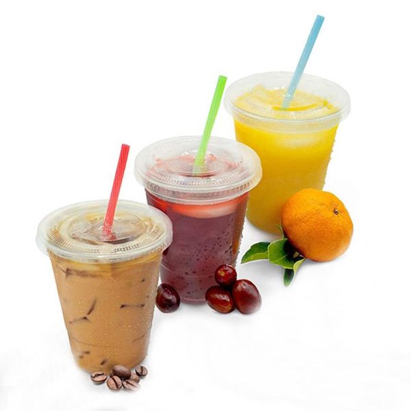 

disposable cups & straws 550ml 100 packs sipper straw cup transparent clear bottle wedding birthday party tableware supplies