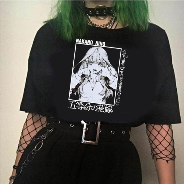 

women's t-shirt anime the quintessential quintuplets print fashion casual short sleeve woman cloth, White