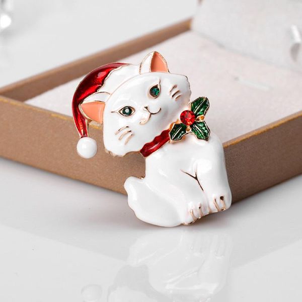 

pins, brooches lovely cat pins enamel cartoon black white rhinestone merry christmas brooch party gifts badge corsage, Gray