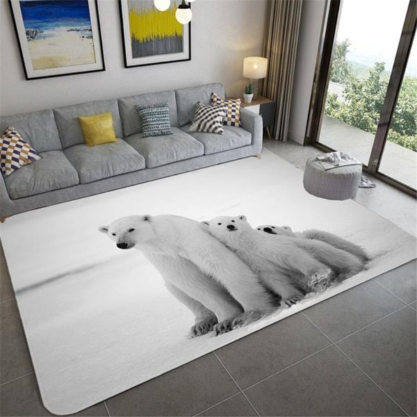 

cute polar bear children room carpet 3d animal carpet rug living room flannel sponge bath mat absorbent home decor hallway rug