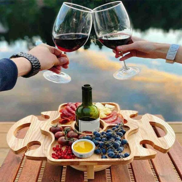 

camp furniture wooden outdoor portable folding wine table square red couple camping dining