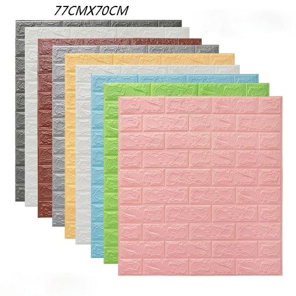 

wall stickers 3d brick pattern household anti-collision self-adhesive wallpaper for living room kitchen tv backdrop decor70*77