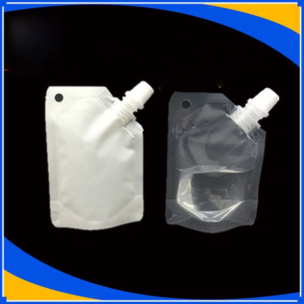 

50ml white/clear plastic doypack liquid stand up storage pouch packing bag with side spout