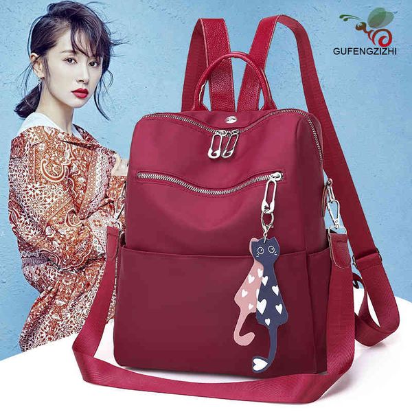 

bag backpack women's 2021 fashion waterproof light traveling messenger, Black;red