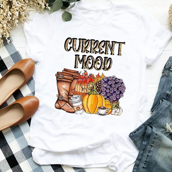 

women lady cartoon fashion girl halloween thanksgiving print womens clothes shirt t tee for tshirt female graphic t-shirt, White