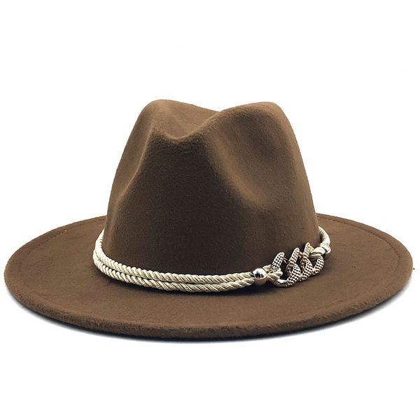 Ampla borda chapéus mulheres homens lã feltro jazz fedora panamá estilo cowboy trilby festa vestido formal tamanho grande tamanho amarelo branco 58-60cm A5