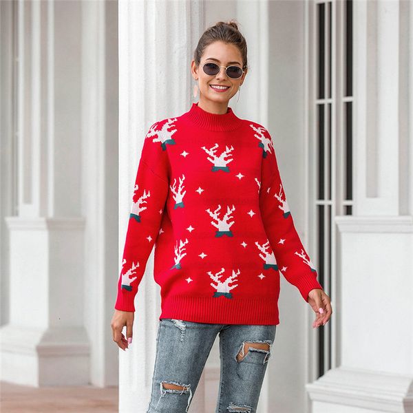 

2021 ugly christmas jumper sweater autumn winter new half turtleneck thick warm knitted pullover sweaters for women fashion zpu8, White;black