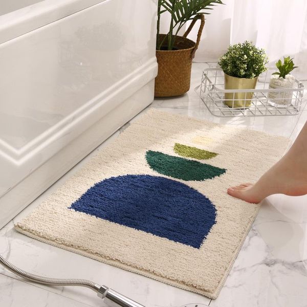 

bath mats simple geometric bathroom non-slip mat microfiber flocking thick plush rug absorbent foot doormat