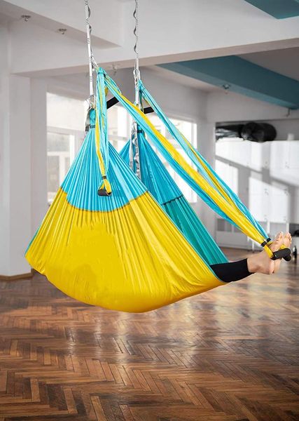 

resistance bands 20 color 2.5*1.5 m aerial yoga hammock anti-gravity inversion swing extend belt ceiling hanging tray for home gym