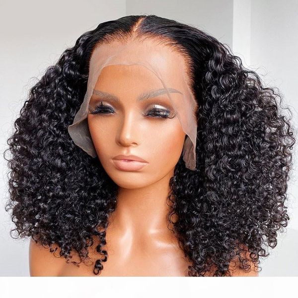 

180% curly silk base lace front human hair wigs pre plucked high ratio brazilian remy 13x6 deep t part lace wigs hidden knots, Black;brown