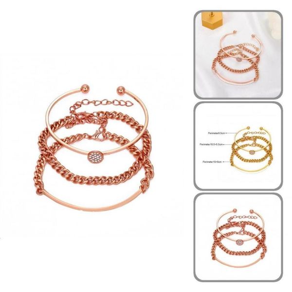 

bangle accessories 3pcs/set casual opening shiny charm bracelets exquisite geometry for banquet, Black